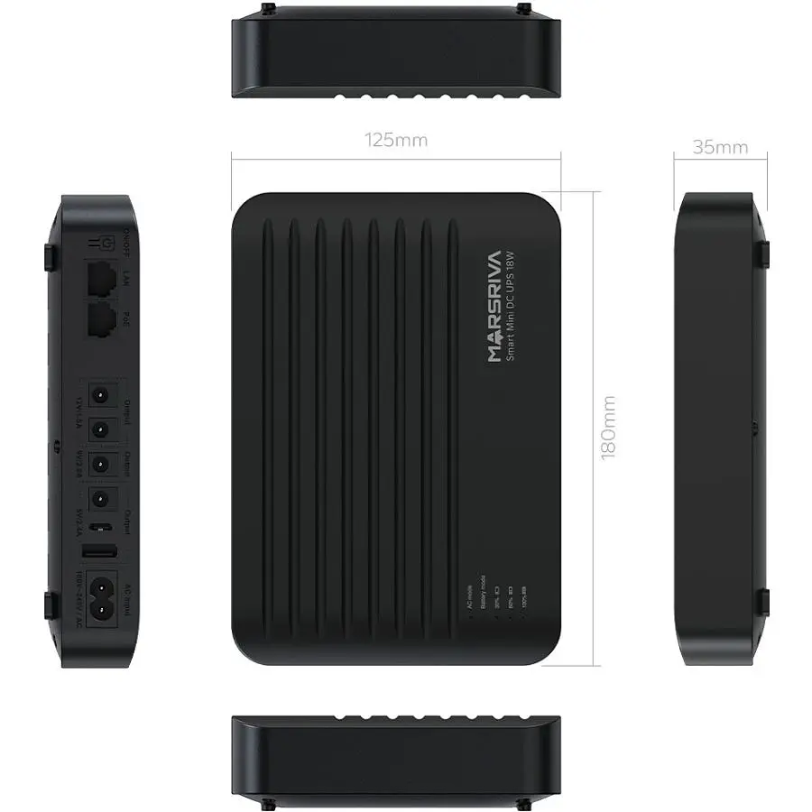 Источник бесперебойного питания MARSRIVA DC UPS для роутеров KP5 Max 4xDC+USB+USB-C+PoE OUT 18W 20000mAh LiFePO4 (KP5 Max_MARSRIVA) - фото 6