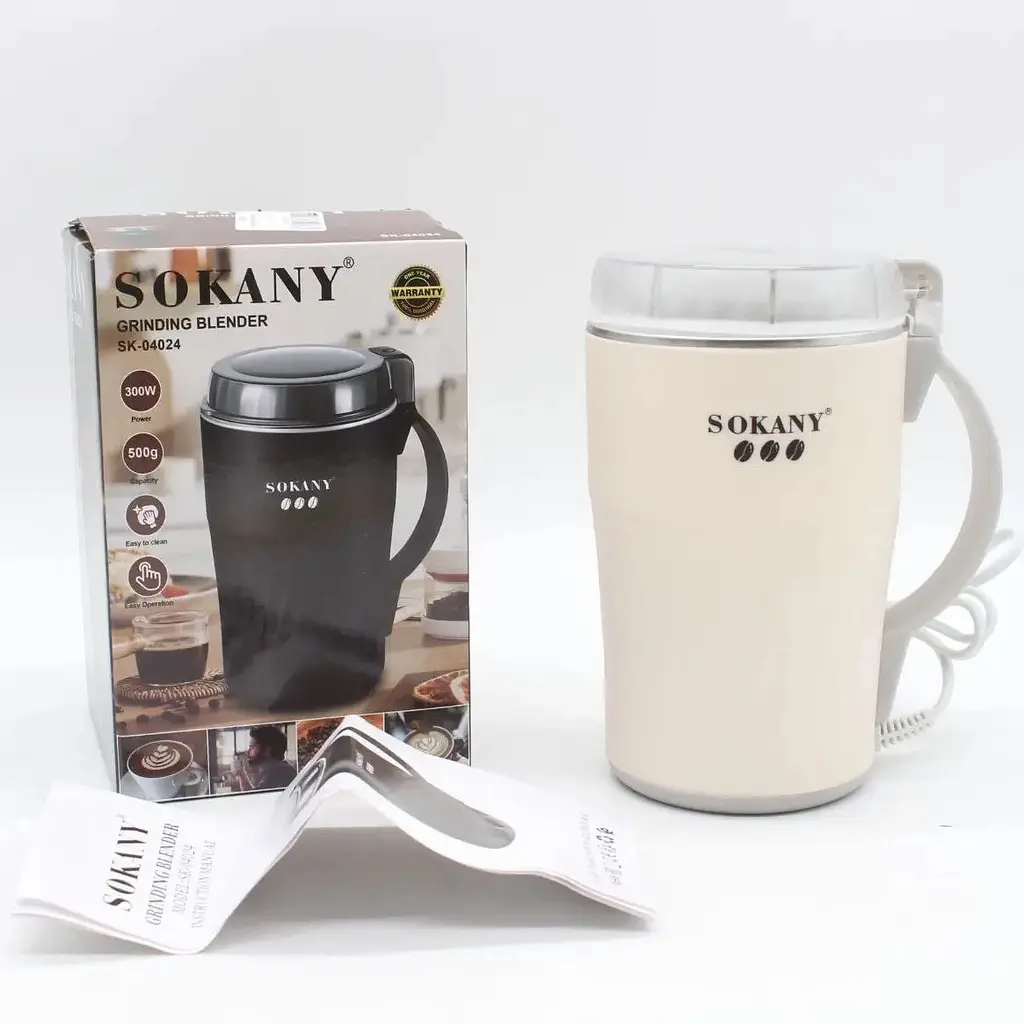 Электрическая кофемолка ​​​​​​​Sokany SK-04024 для дома  300Вт роторный измельчитель кофейных зерен Белый - фото 10