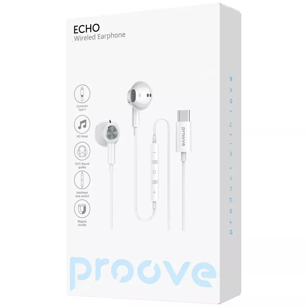 Наушники Proove проводные Echo Type-C коннектор белые - фото 2