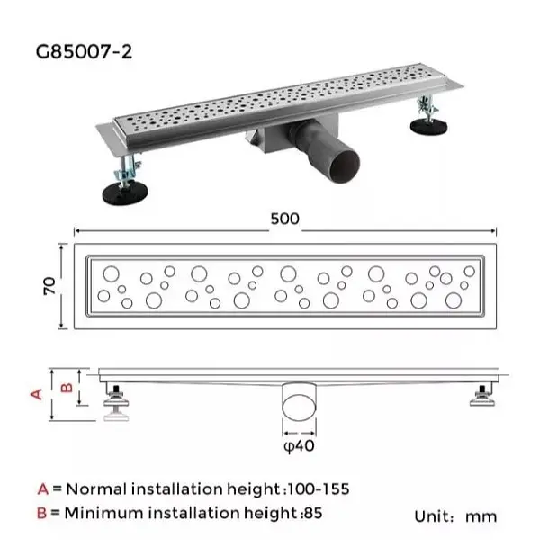 Душовий трап Gappo 70х500 мм, нержавіюча сталь G85007-2 - фото 8