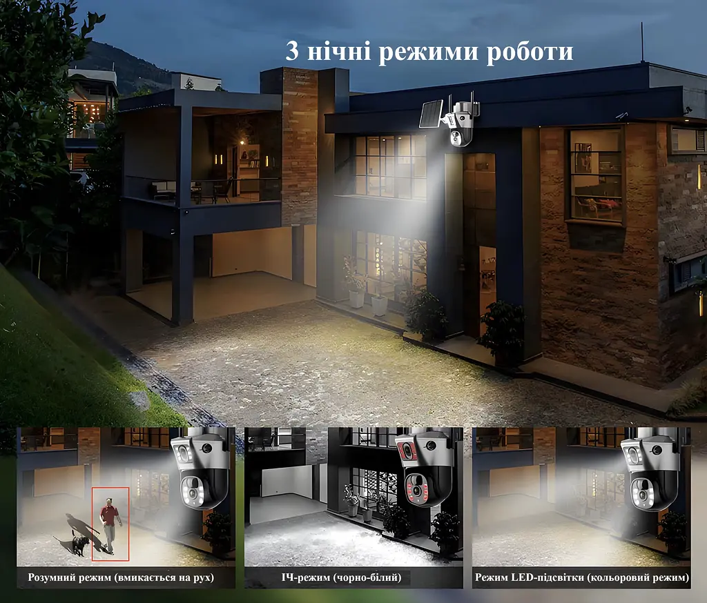 Вулична 4G камера VCS09 сонячна панель з 2 лінзами  сонячна панель зарядки акумулятор 8000мАг  PIR сенсор руху - фото 8