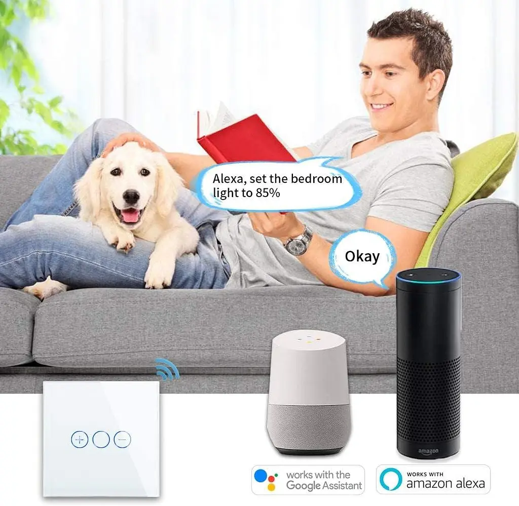 Переключатель CNBINGO WLAN для затемняемых светодиодных ламп — Smart Touch Light Switch Работает с Alexa, Google Assistant - фото 7