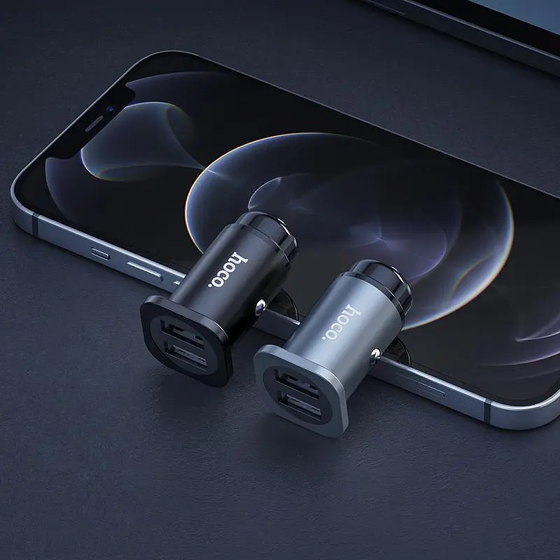 Автомобільний зарядний пристрій Hoco NZ4 Car Charger 2USB 24W (Black) [69322] - фото 3