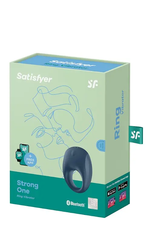Ерекційне смарт-кільце з вібрацією Satisfyer Strong One, 7.4х2.5 см (синій) - фото 2