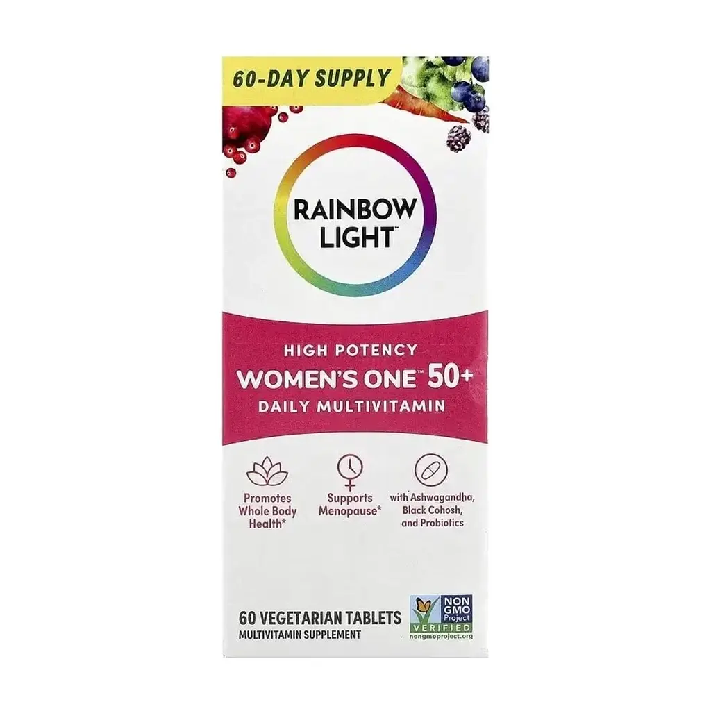 Вітамінно-мінеральний комплекс Rainbow Light Мультивітаміни для жінок 50+, Women's One 50+, High Potency, 60 таблеві (RLT-20422)