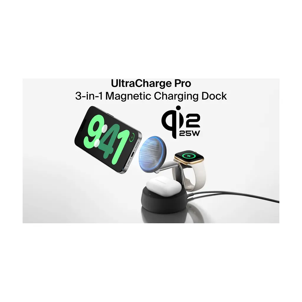 Зарядний пристрій Belkin UltraCharge Pro Wireless 3-in-1 25W charcoal (WIZ040KQCH) - фото 7