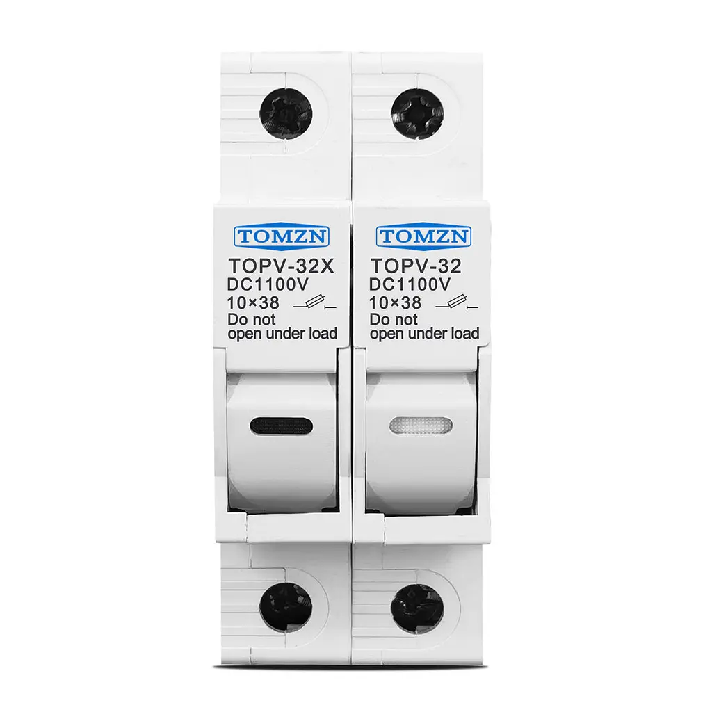 Тримач запобіжників DC TOMZN TOPV-32X 2P 1100V LED із встановленим запобіжником 20A, для сонячних панелей (19622) - фото 2