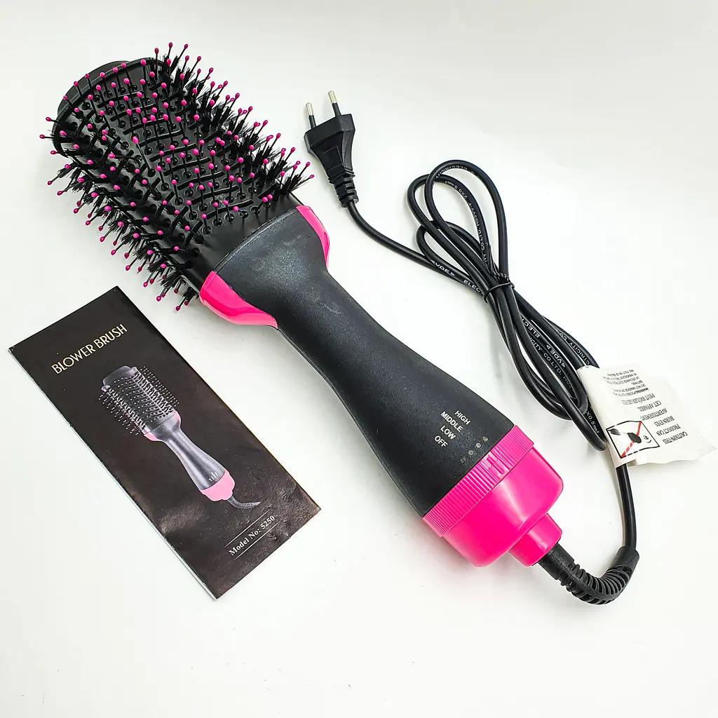 Фен щітка гребінець стайлер для укладання волосся 3в1 One Step Hair Dryer and Styler чорний - фото 2