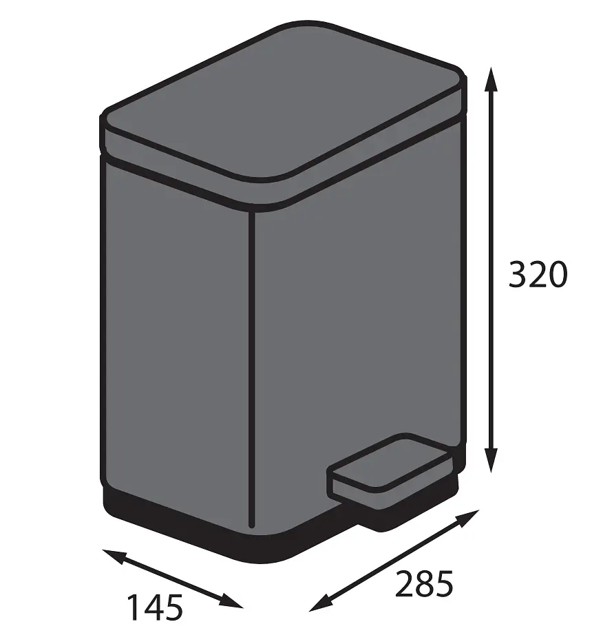 Відро для сміття з плавним закриттям прямокутне Koer TC-010306-07 6 л graphite KR5602, Графит - фото 5