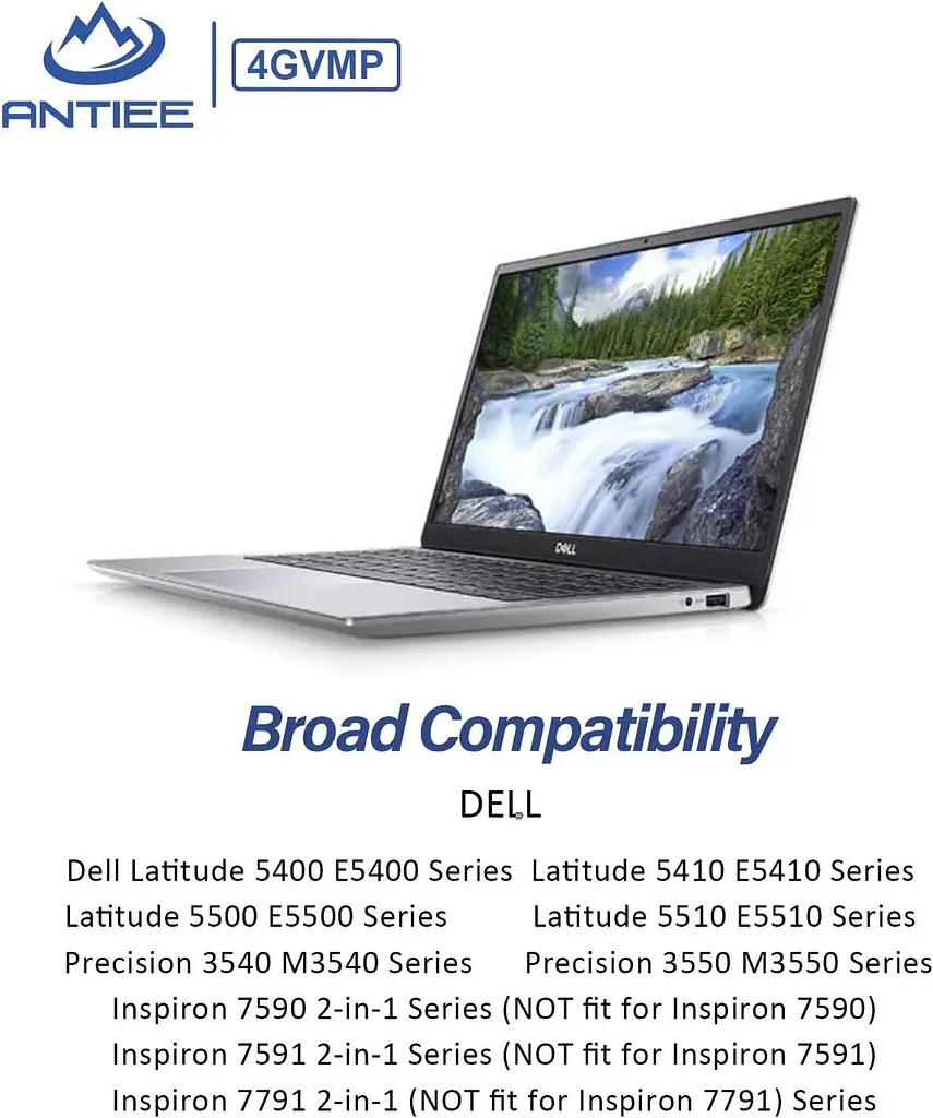 Antiee 4GVMP Акумулятор для ноутбука Dell Latitude 5400 5500 Precision 3540 Inspiron 7590 7591 7791 2 в 1 P84F P84F001 P42E P42E00 - фото 3