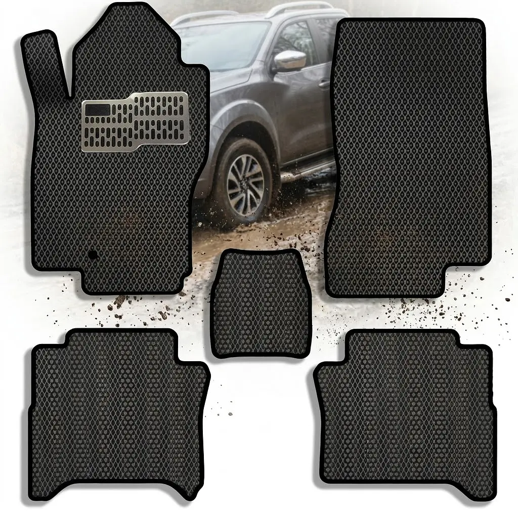 Килимки у салон EVA для Nissan Navara III (D40) Double Cab 2005- з підп'ятником Чорні 5 шт