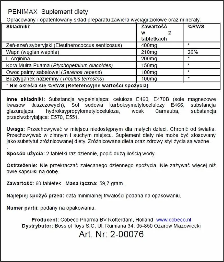 Таблетки для збільшення пеніса Cobeco Pharma Penimax Penis Fit Tabs 60 шт. - фото 2