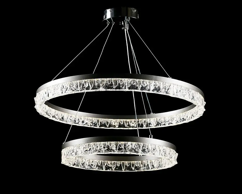 Люстра стельова LED Splendid Ray L133/600+400/2, 50W, чорний та хром, сучасний стиль, регулювання висоти - фото 4