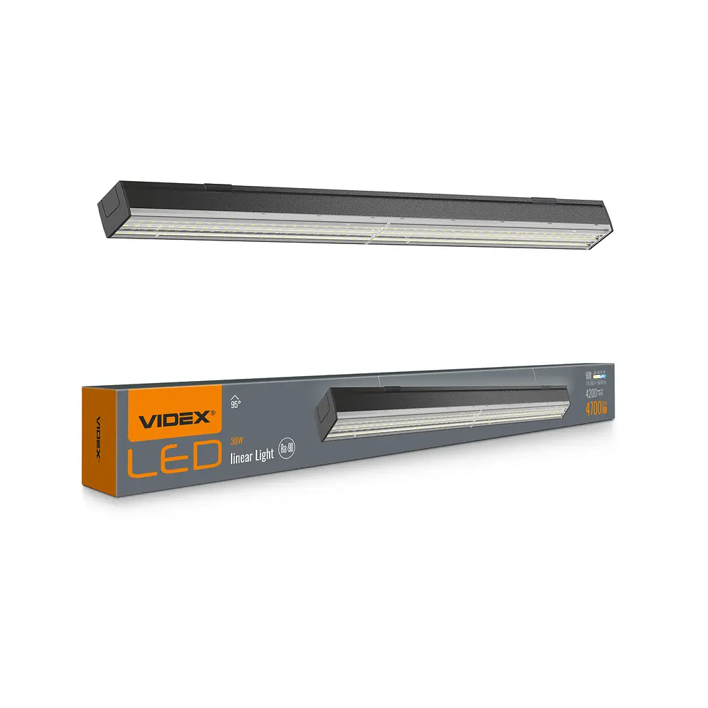 LED світильник лінійний магістральний Videx BN03, 30W 0.6м 5000K чорний (28532-000)