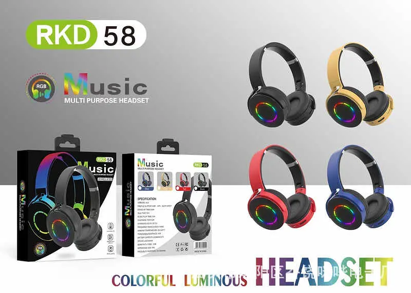 Бездротові навушники Bluetooth 5.3 з підсвічуванням, мікрофоном і роз’ємом для TF-карти (в асортименті) - фото 2