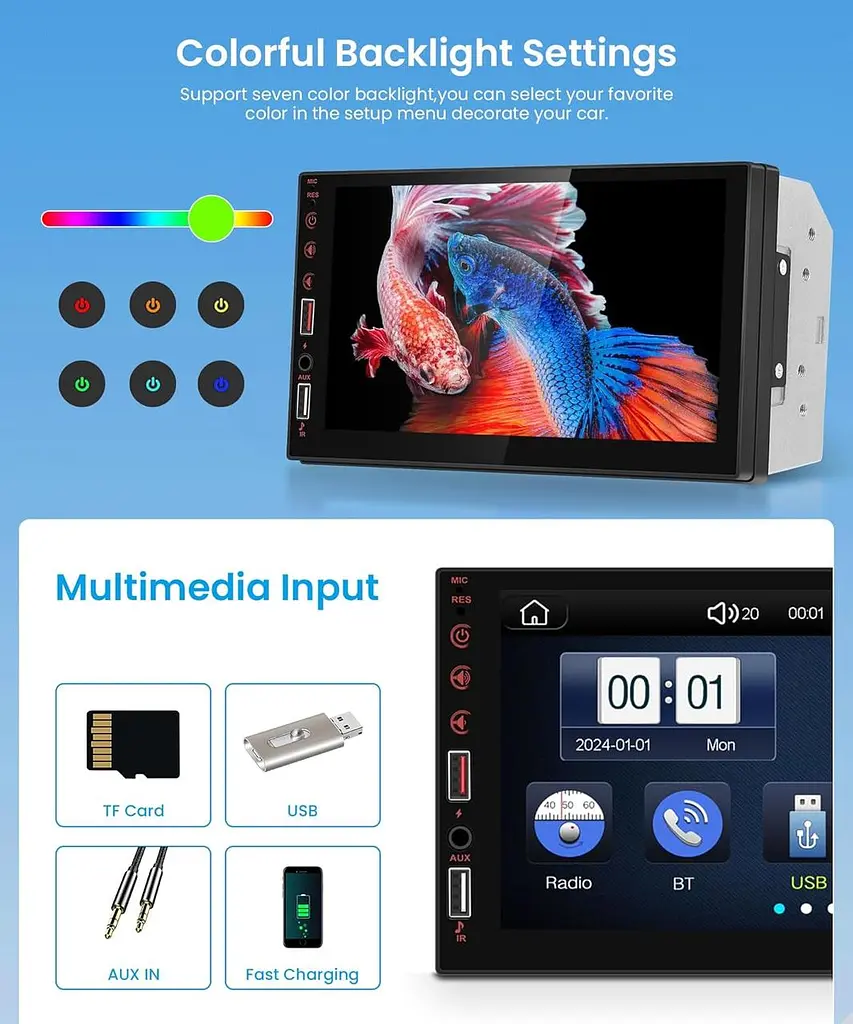 Автомагнітола Rimoody 2DIN 7" IPS з Wireless CarPlay та Android Auto - фото 6