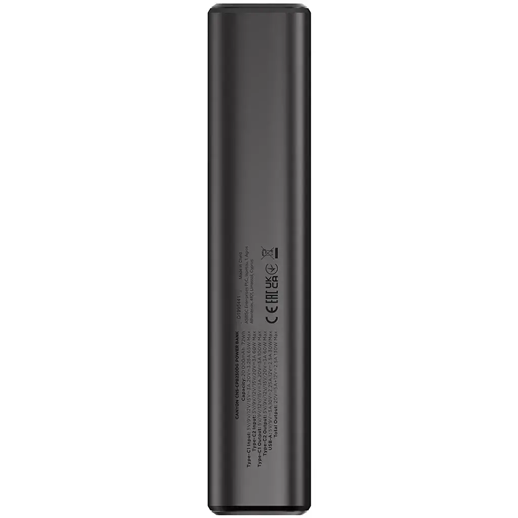 Батарея універсальна Canyon 20000mAh OnPower 230 TFT PD/130W Dark Grey (CNS-CPB230DG) - фото 3