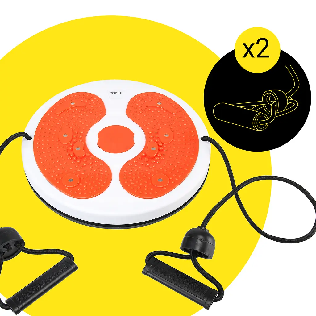 Диск здоров'я для талії Cornix Twisting Waist Disc з еспандерами White/Orange XR-0452 - фото 9