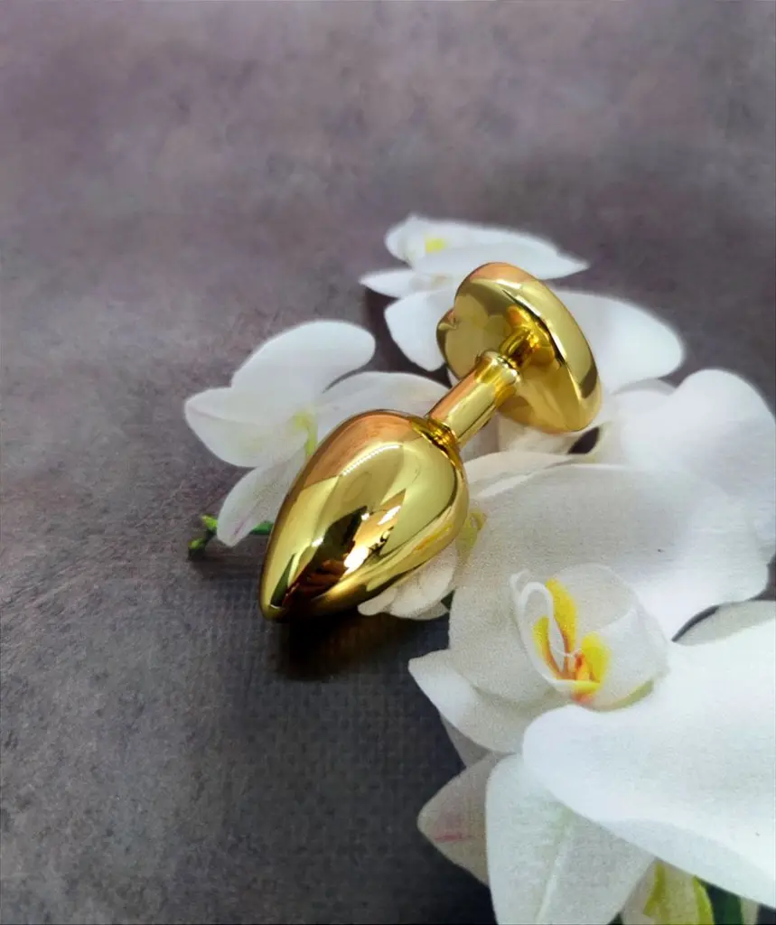 Анальна пробка із кристалом B-Series Jewellery Gold Heart Plug Black, 7х2,7 см, чорний - фото 3