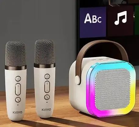Дитячий набір Караоке Два Бездротових мікрофони + Колонка RGB підсвічування Bluetooth - фото 3