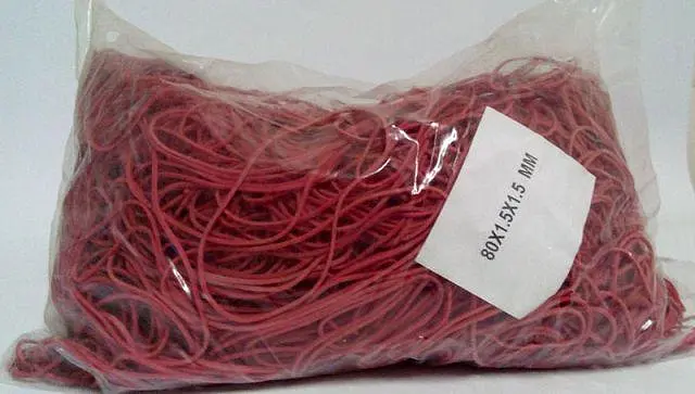 Банківські гумки, Plast, №80, червоні, 1,5 мм, діаметр 80 мм, 1 кг, для фіксації грошей і касової роботи