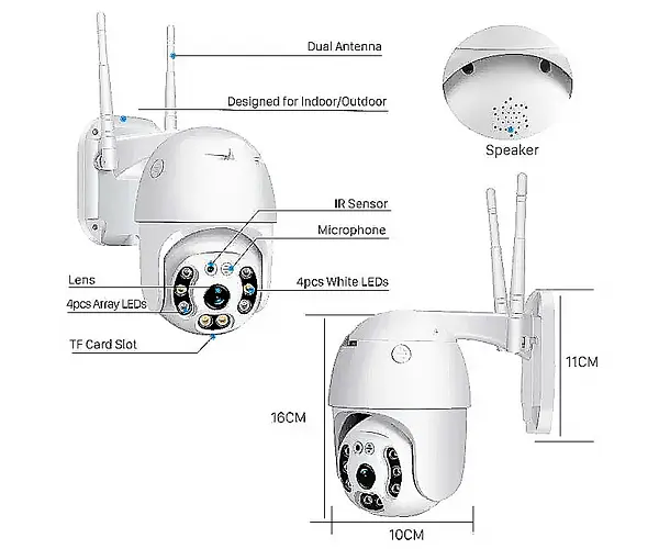 Камера відеоспостереження бездротова XPRO PTZ WiFi APP HISEE SE Full HD з режимом нічного бачення, мікрофоном і датчиком руху (24394-15281_982) - фото 9