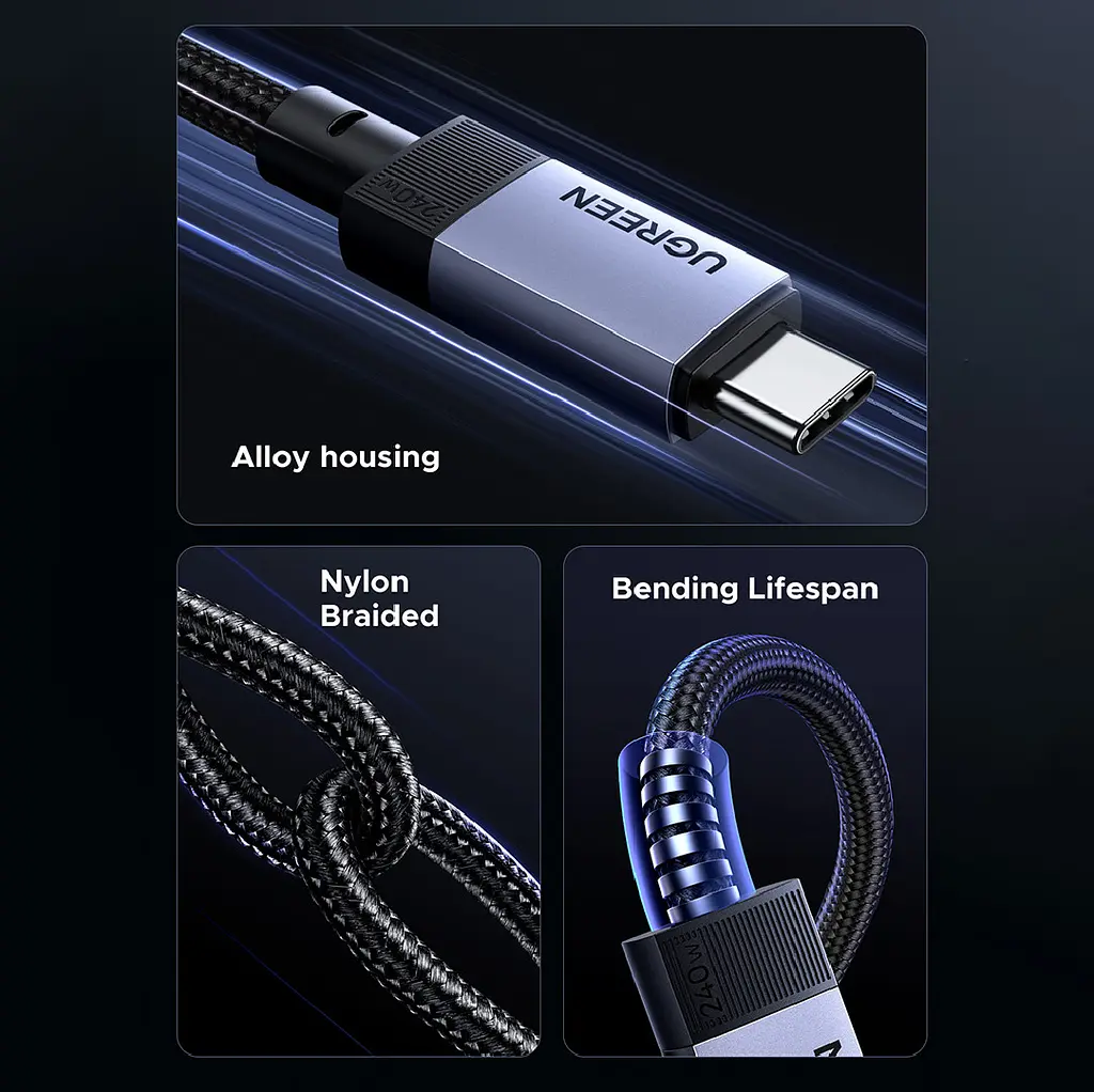 Кабель Ugreen 65175 (L705) USB-C to USB-C USB4 Gen 3x2 40 Gbit/s Thunderbolt 240W 1 метр - фото 3