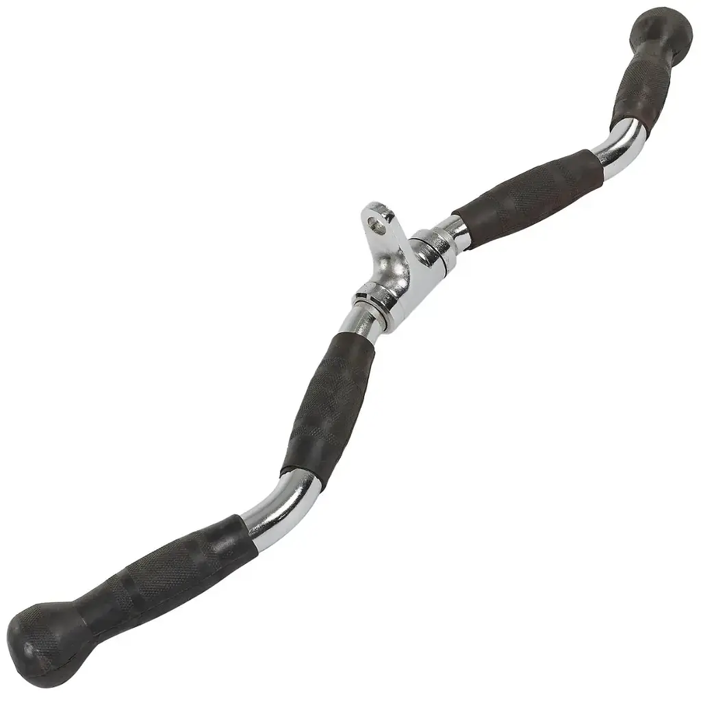 Ручка для верхньої тяги York Fitness 70см W-подібна з гумовими рукоятками, хром - фото 3