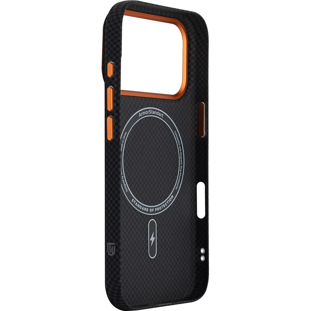 Чохол ArmorStandart LikeCarbon2 SE MagCase для Apple iPhone 17 Pro Kevlar Black Orange (ARM89164) [156301] - фото 4
