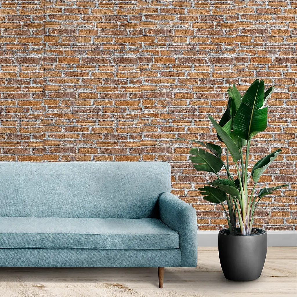 Самоклейка декоративна 3D панель 3D Loft під руду катеринославську цеглу в рулоні 3080x700x3мм - фото 7