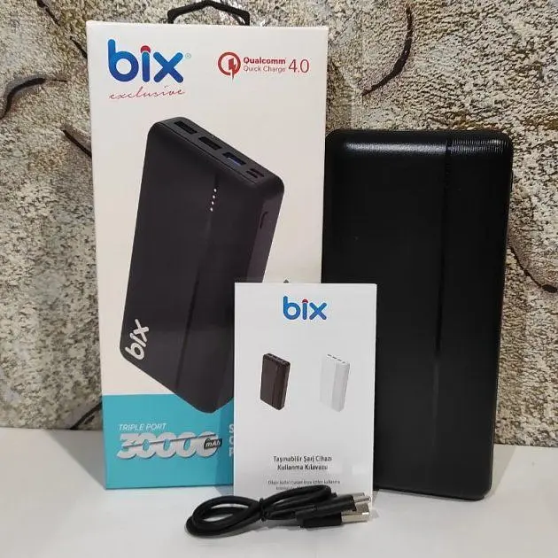 Power Bank Портативний Акумулятор Bix 30000 mAh 3x USB 22,5 Вт Чорний (PB302) - фото 5