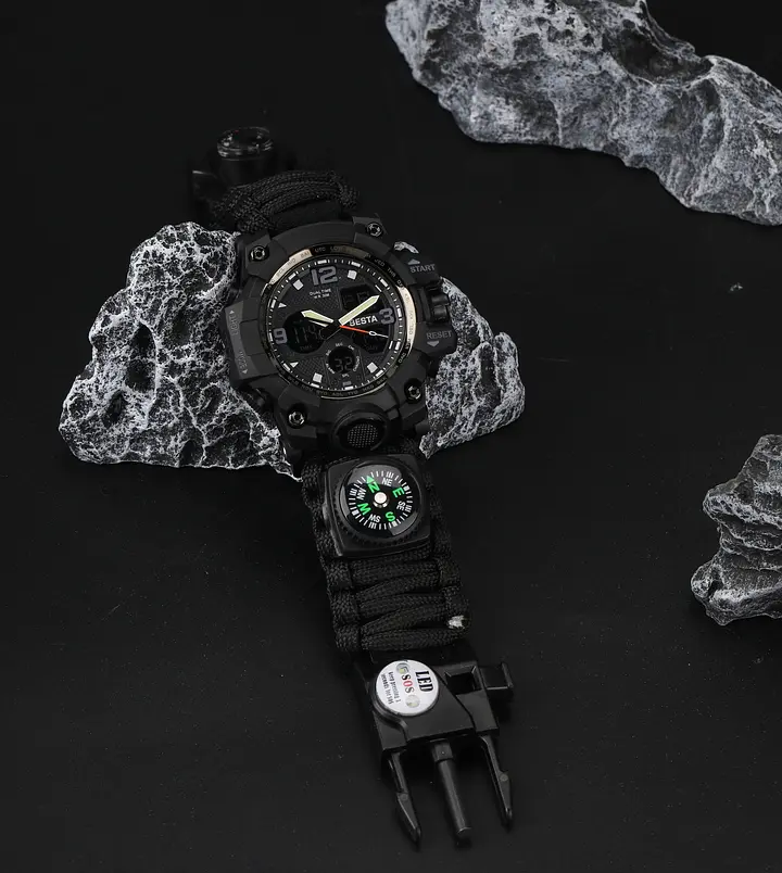 Наручний годинник чоловічий з компасом Besta Life Pro AllBlack Чорний (3085) - фото 7