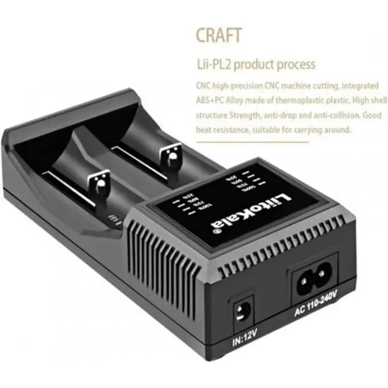 Зарядний пристрій для акумуляторів Liitokala 2 Slots, LED indicator, Li-ion(18650...RCR123...26650), NiMH(AA, AAA, SC, C) (Lii-PL2) - фото 3