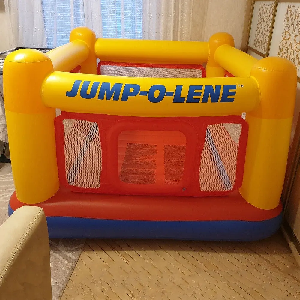 Батут дитячий надувний Intex Jump-O-Lene 174×174×112 см, манеж для стрибків з захисною сіткою, 3–6 років, 54 кг - фото 6