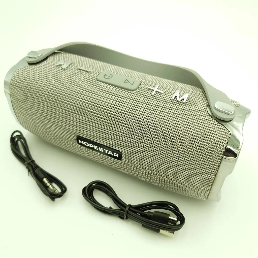 Бездротова акумуляторна колонка Bluetooth акустика FM MP3 AUX USB Hopestar H24 сірий
