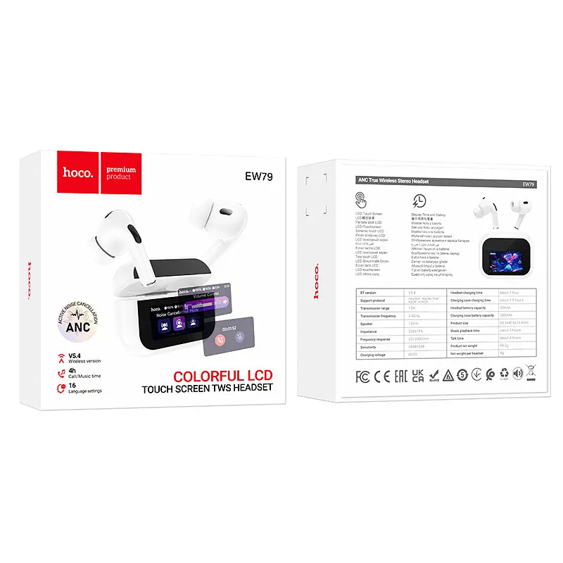 Беспроводные TWS наушники Hoco EW79 Bright with Touch Screen ANC - фото 6