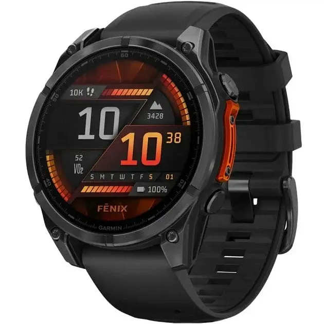 Спортивні годинники Garmin Fenix 8 47mm AMOLED Slate Сірий with Чорний Silicone Band (010-02904-00/29)