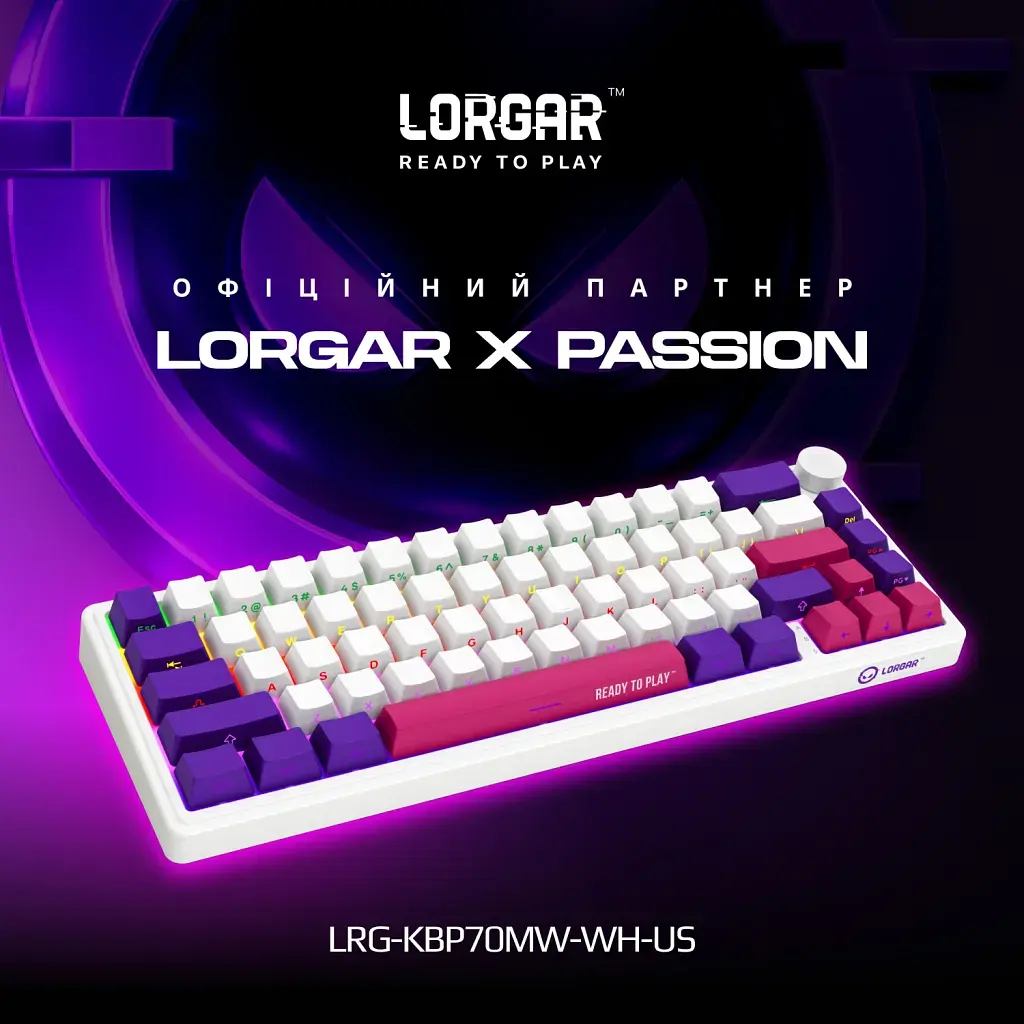 Клавіатура Lorgar KBP70MW Pro RGB Wireless/Bluetooth/USB UA White (LRG-KBP70MW-WH-US) - фото 2