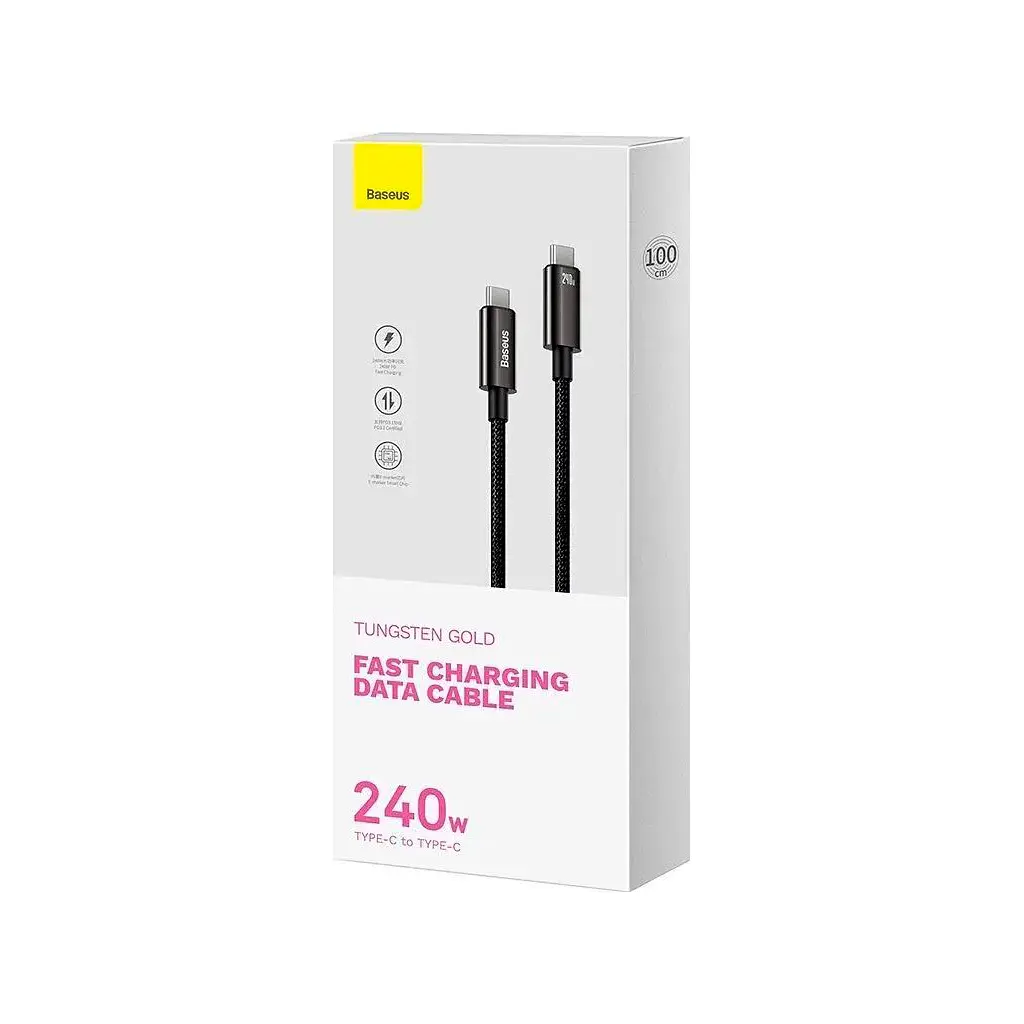 Дата кабель USB-C to USB-C 1.0m 240W Black Baseus (CAWJ040001) - фото 6
