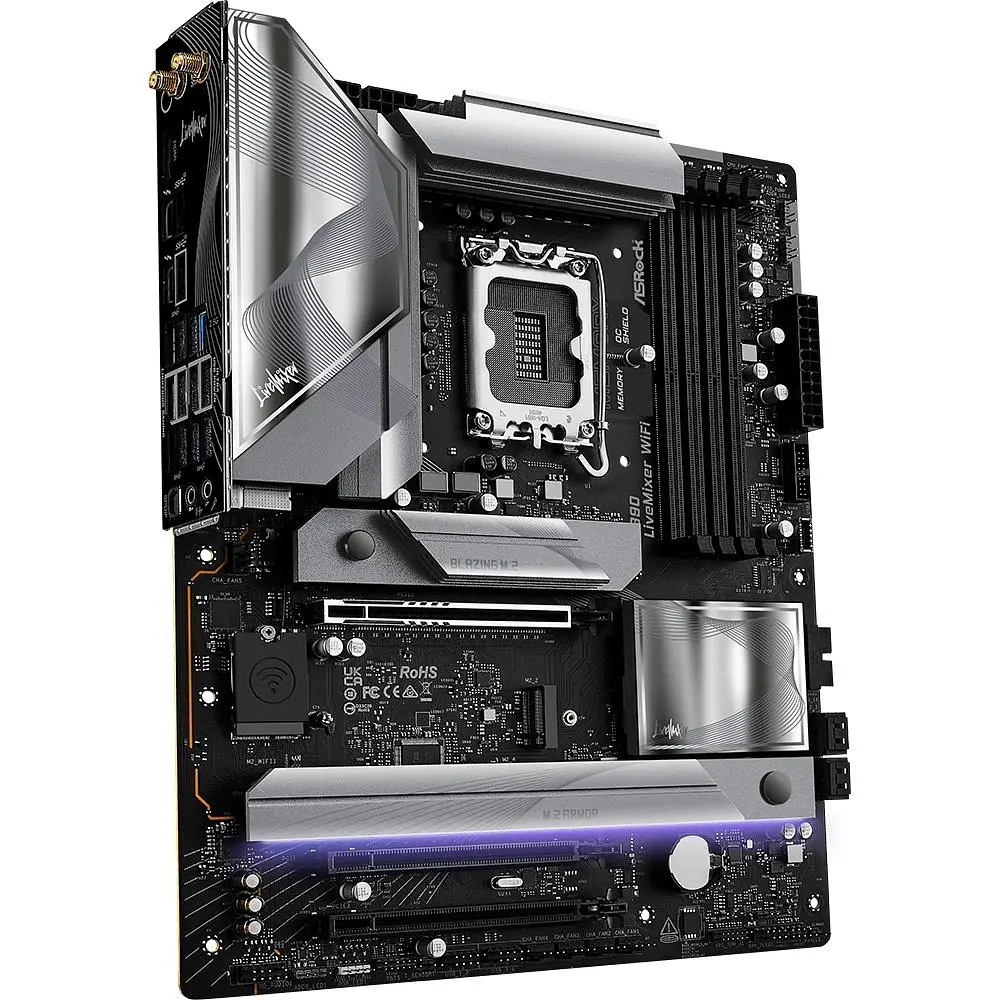 Материнська плата AsRock Z890 LIVEMIXER WIFI (1851/Z890, 4*DDR5, 2*PCIex16, HDMI/TB4, 4xSATA, 4xM.2, 2.5Glan, 7.1ch (Z890 LIVEMIXER WIFI) - фото 5
