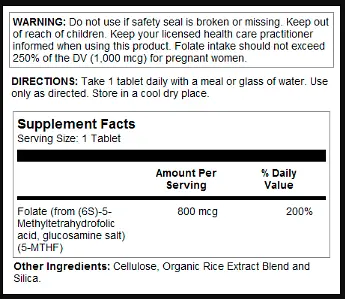 Метил фолат Methyl Folate 800 mcg 90 tabs - фото 2