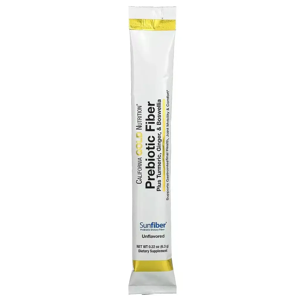 Пребіотична клітковина California Gold Nutrition Prebiotic Fiber Plus Turmeric Ginger & Boswellia з куркумою імбиром та босвеллією 3 стика по 6.3 г - фото 3