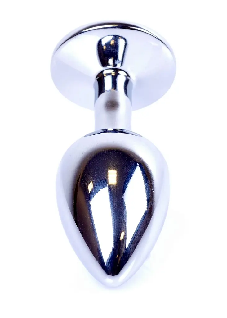 Металева анальна пробка з кристалом Boss Jewellery Silver Plug Dark, 7 см (блакитний) - фото 5