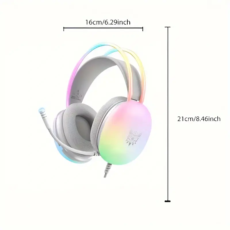 Накладні ігрові навушники Onikuma X25 дротові з гарнітурою та RGB-підсвіткою сірі - фото 3