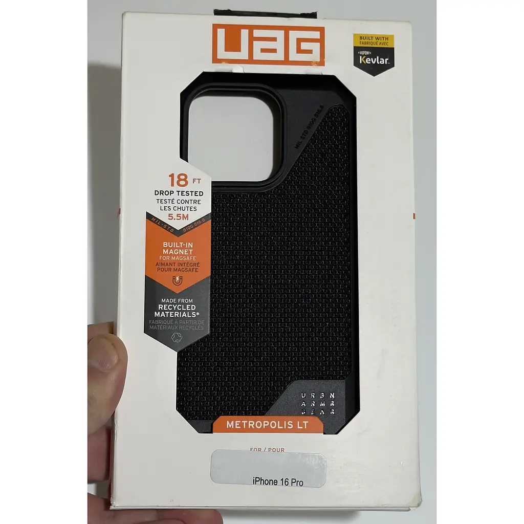 Оригінальний протиударний чохол UAG Metropolis LT MagSafe для iPhone 16 Pro (6.3") Kevlar Black 114452113940 - фото 2