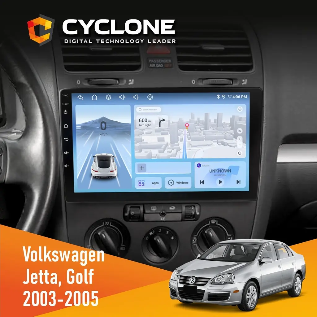Штатна магнітола Volkswagen Golf 2003-2008 Cyclone C10-012 4x64, DSP, 4G Cyclone (НФ-00007778)