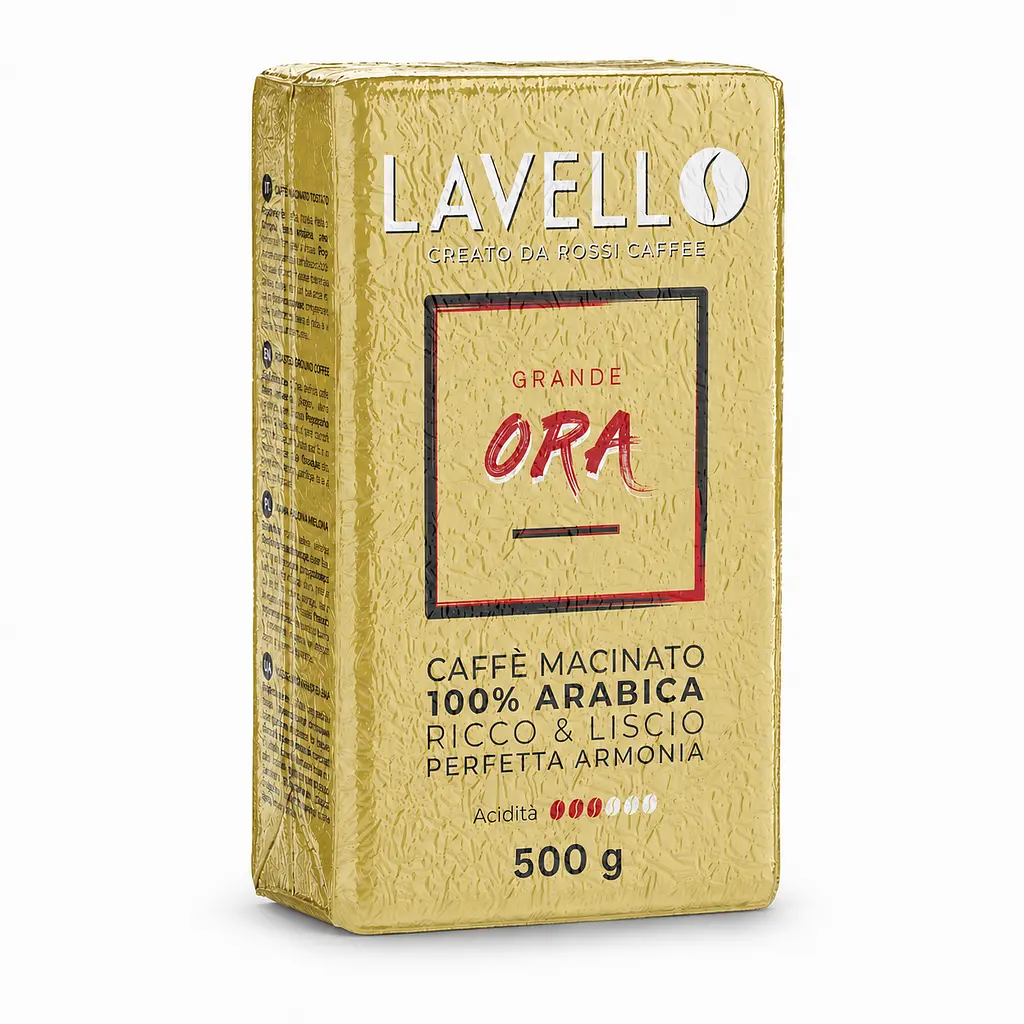 Кава мелена Lavello Grande ORA 100% арабіка 500 г для турки, френч-преса, гейзерної кавоварки та чашки