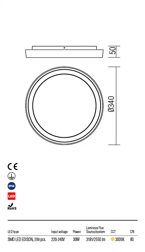 Стельовий світильник BEZEL PL L LED 30W IP54 DG 3000K (RO) (5.1.2) Redo 9184 - фото 3