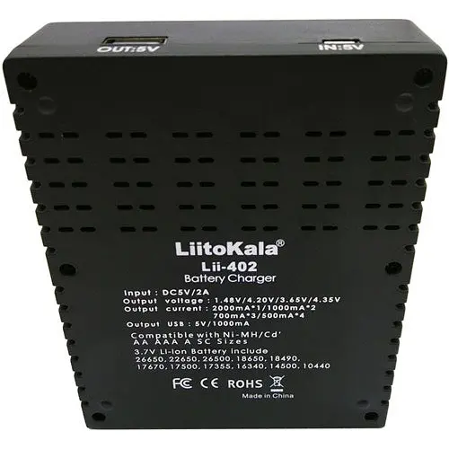 Зарядний пристрій LiitoKala Lii-402 універсальний, для 4 акумуляторів AA AAA 18650, з Power Bank - фото 4