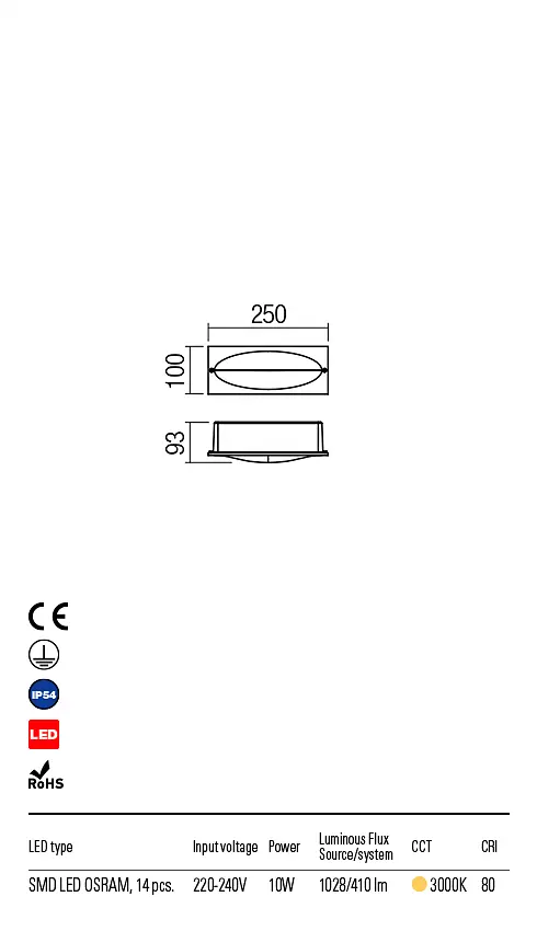 Встраиваемый уличный светильник TAMPA AP LED 10W IP54 MW 3000K (5.1.2) Redo 90009 - фото 3